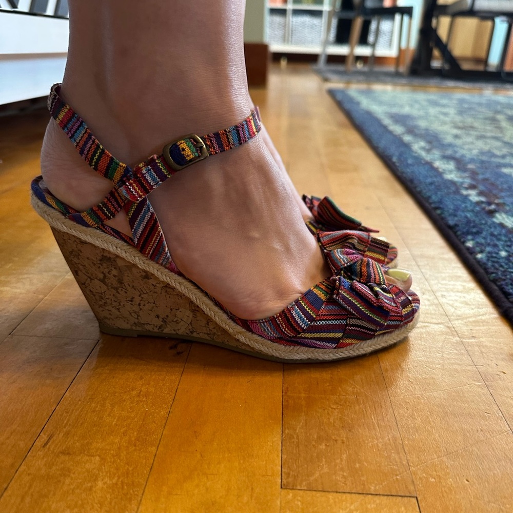 Merona Striped Tribal Print Wedge Sandals